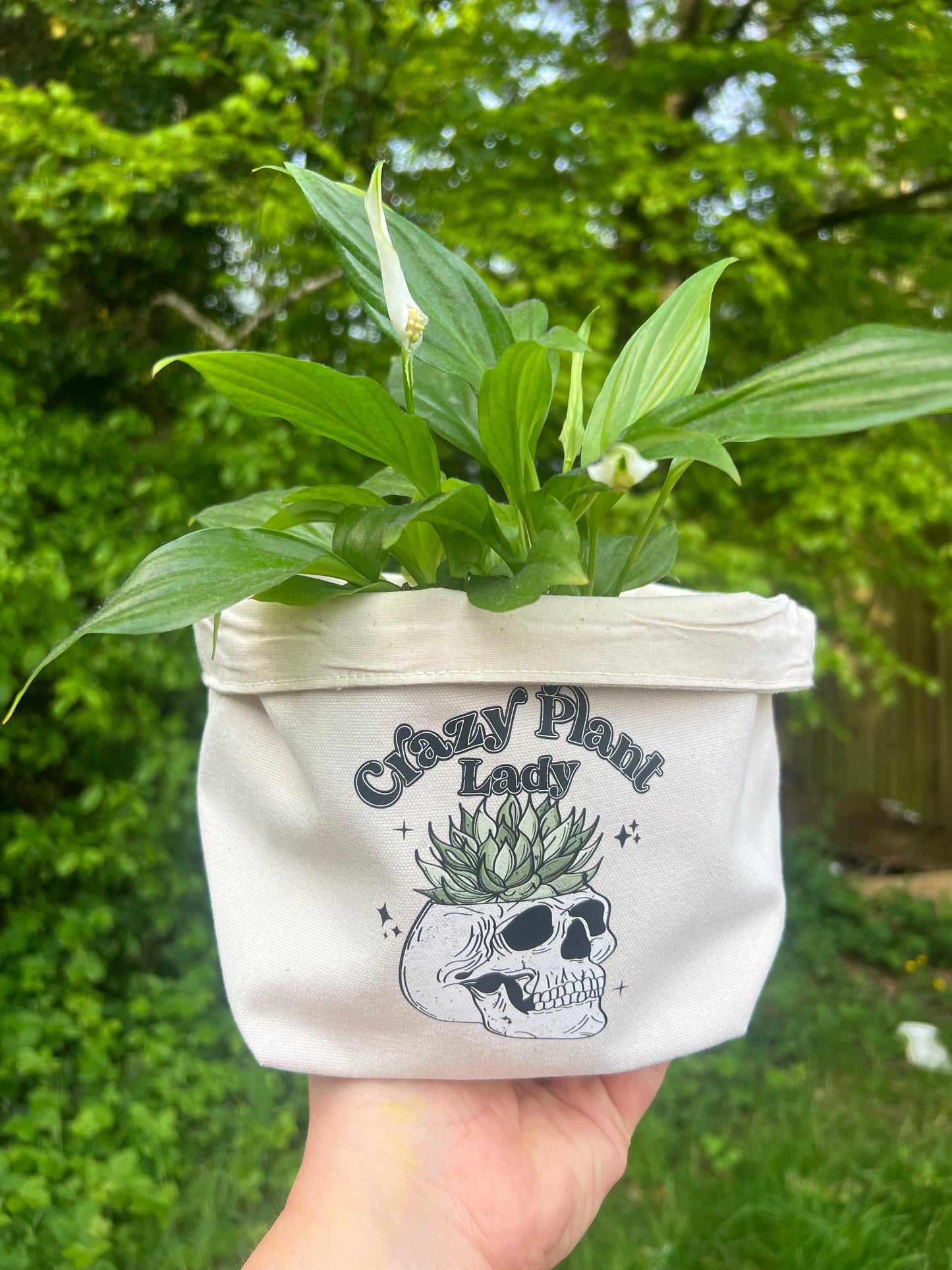 Crazy Plant Lady Alternative Skull House plants Canvas Planter
