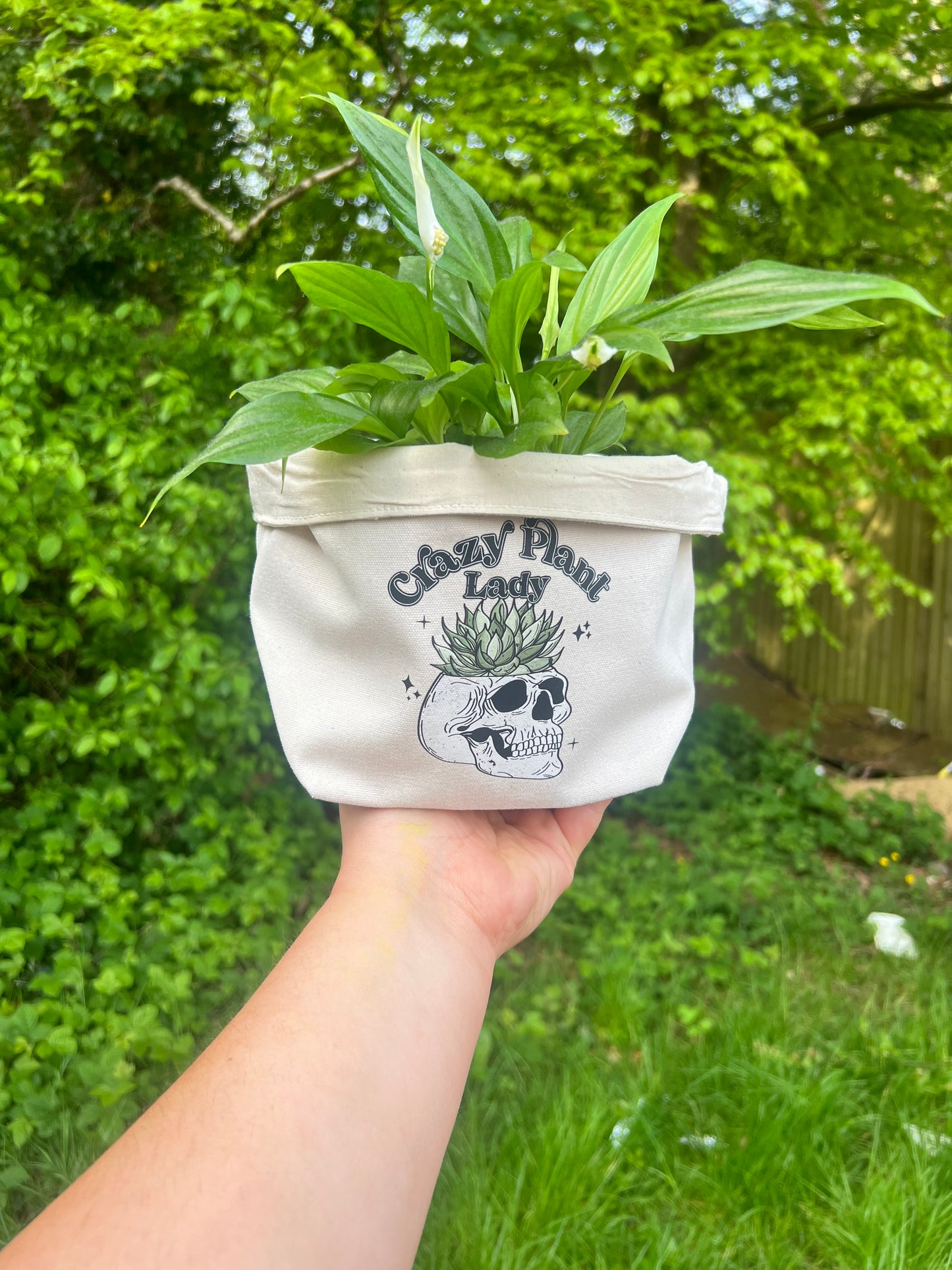 Crazy Plant Lady Alternative Skull House plants Canvas Planter