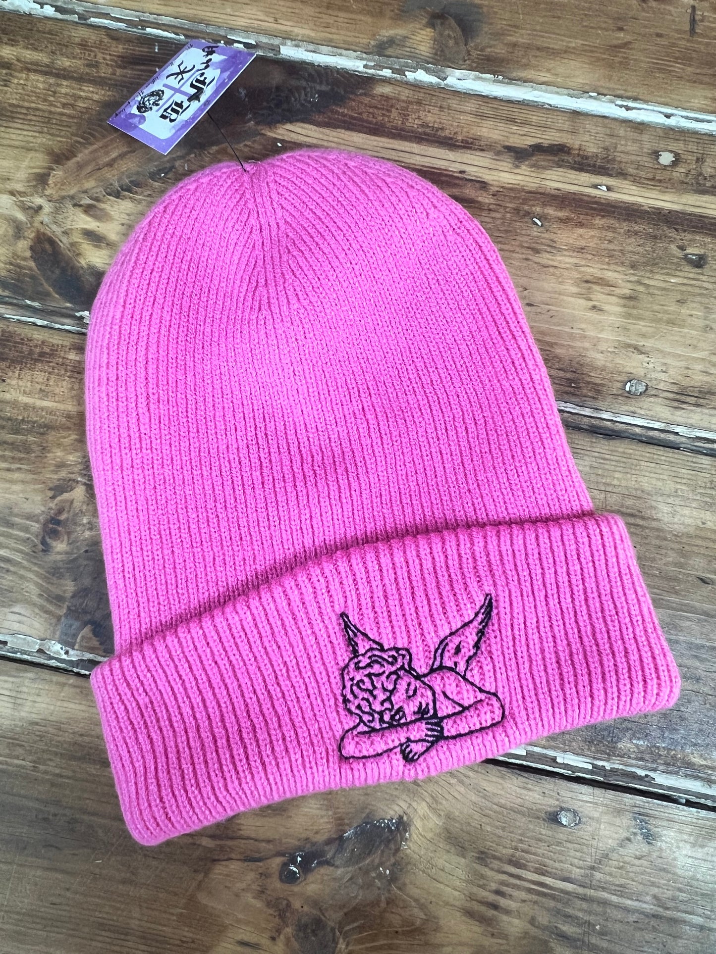 Sleeping Angel Cupid Embroidered Adults Recycled Oversized Beanie