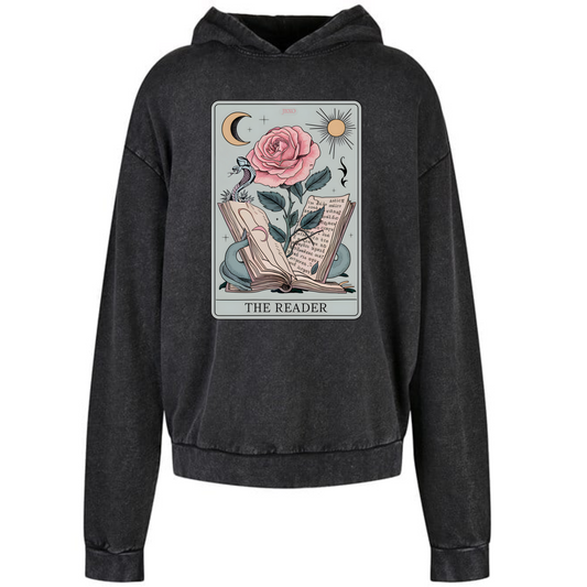 The Reader Tarot Spiritual Acid Wash Oversized Unisex Hoodie