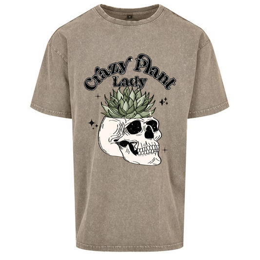 Crazy Plant Lady Skull Planter Oversized T-shirt