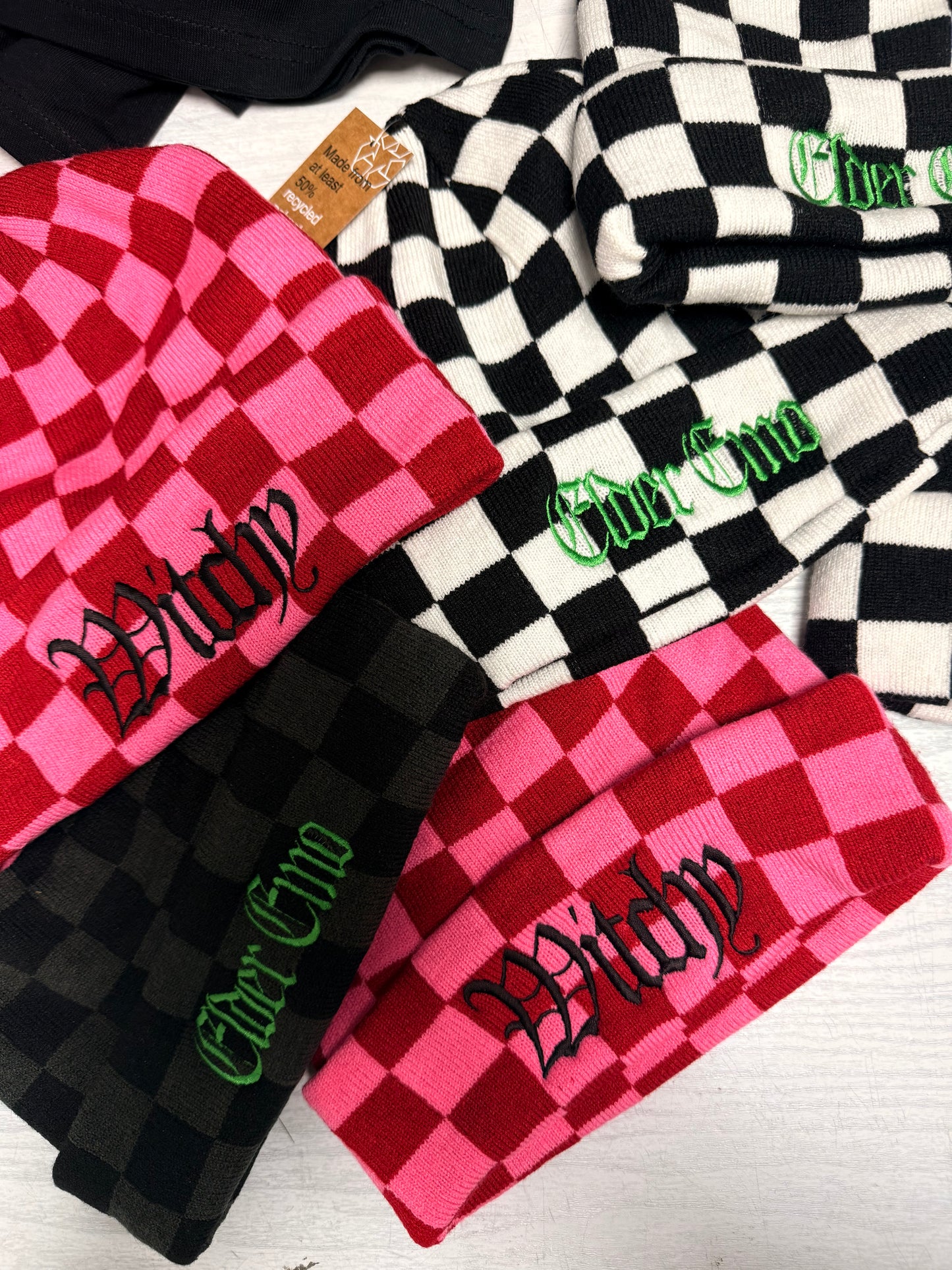 Gothic Checkerboard Embroidered Beanie