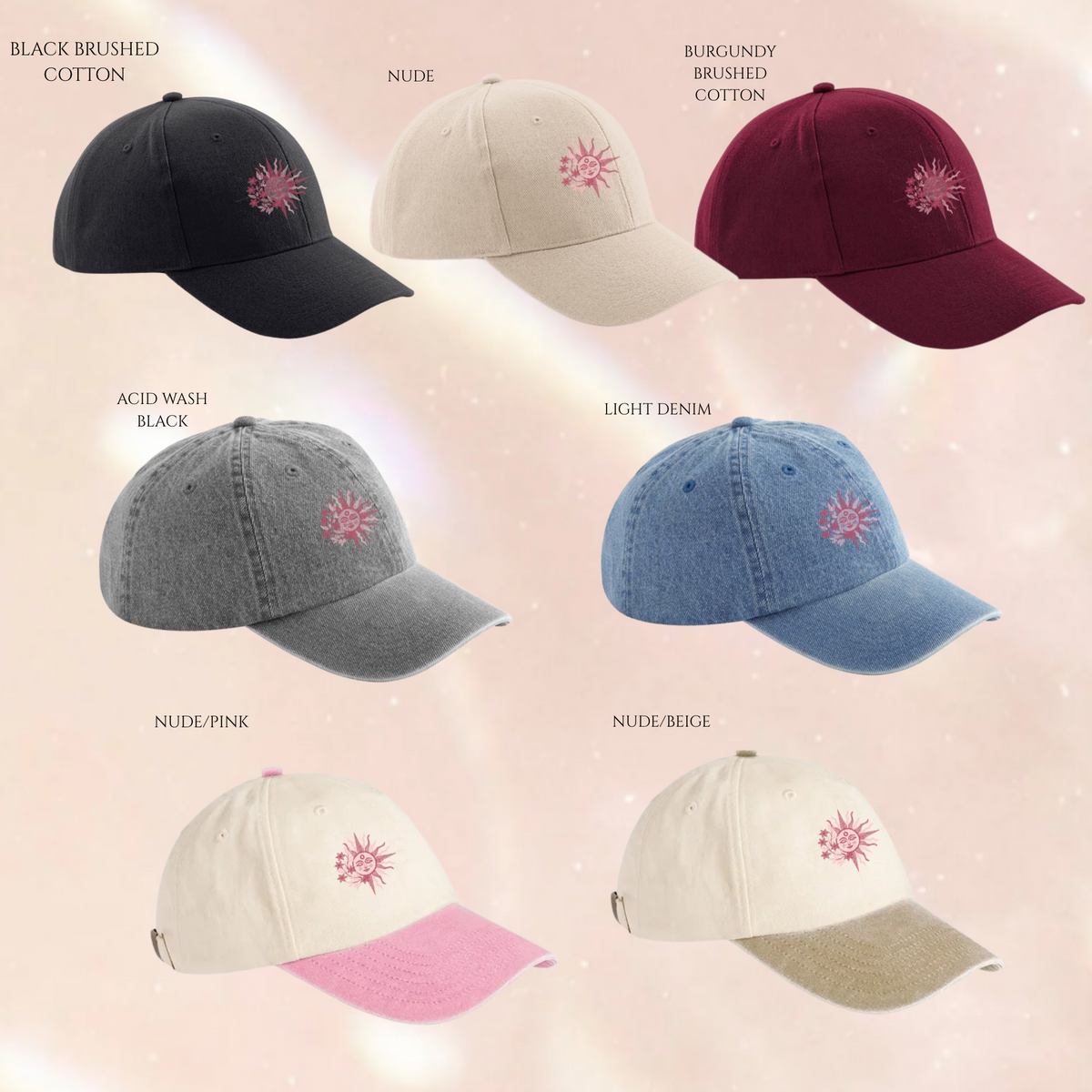 Sun Moon Spiritual Embroidered Cap