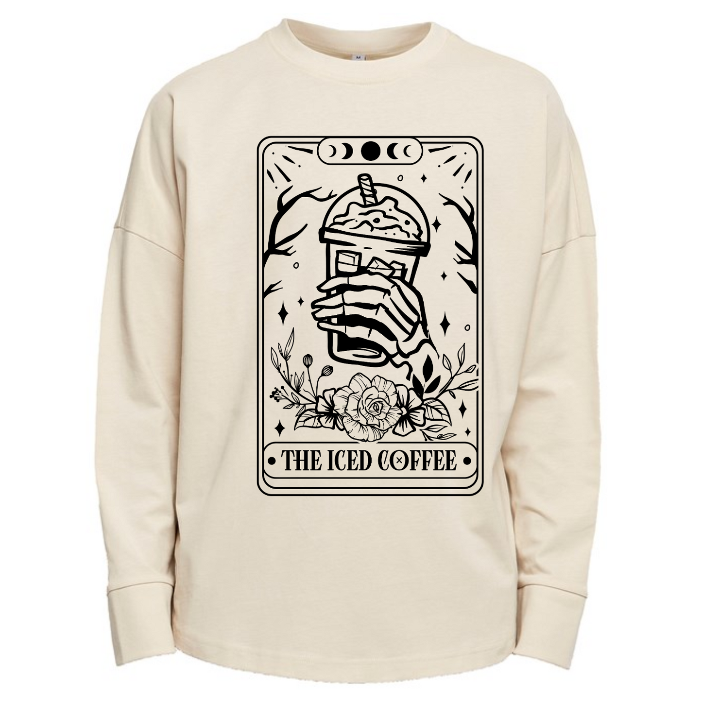 The Iced Coffee Skull Tarot Premium Oversized Long Sleeve T-shirt