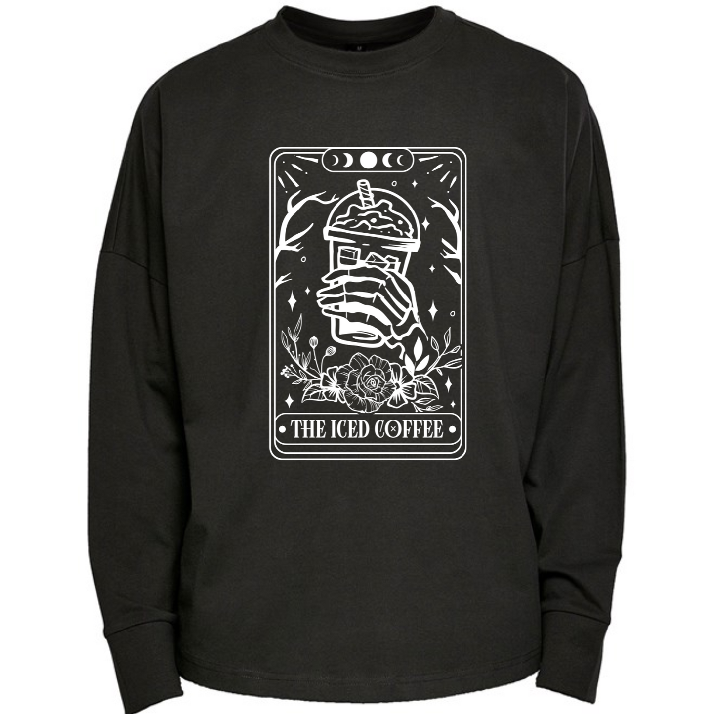 The Iced Coffee Skull Tarot Premium Oversized Long Sleeve T-shirt