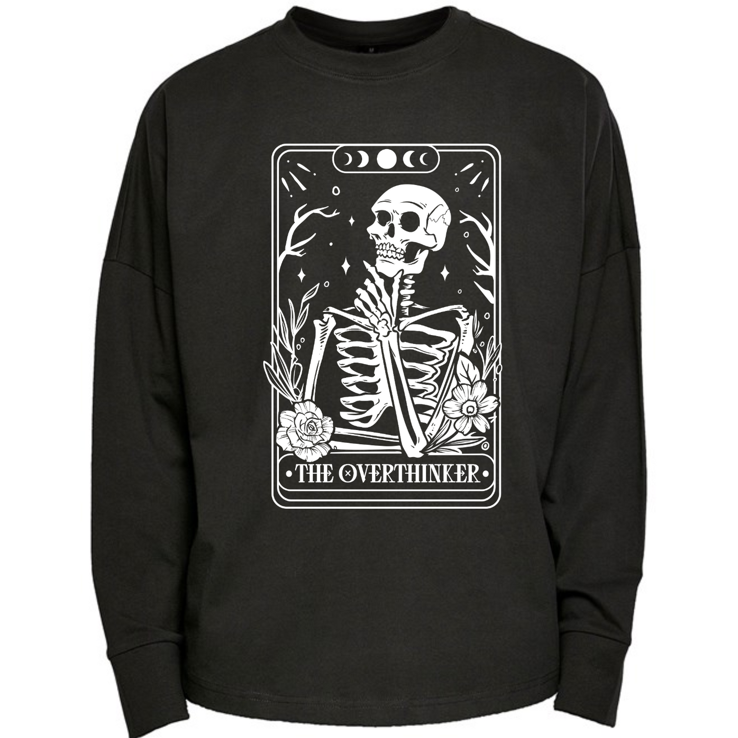 The Overthinker Skull Tarot Premium Oversized Long Sleeve T-shirt