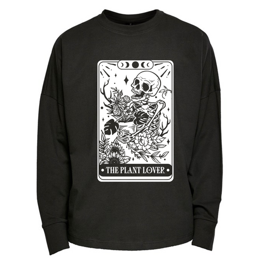 The Plant Lover Skull Tarot Premium Oversized Long Sleeve T-shirt