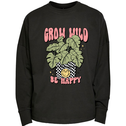 Grow Wild Monstera Plant Premium Oversized Long Sleeve T-shirt