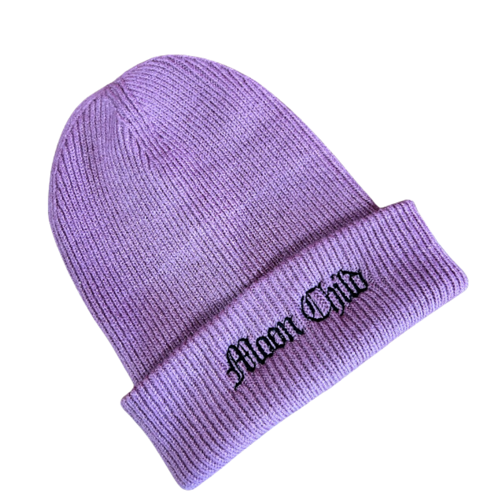 Moon Child Embroidered Adults Recycled Oversized Beanie