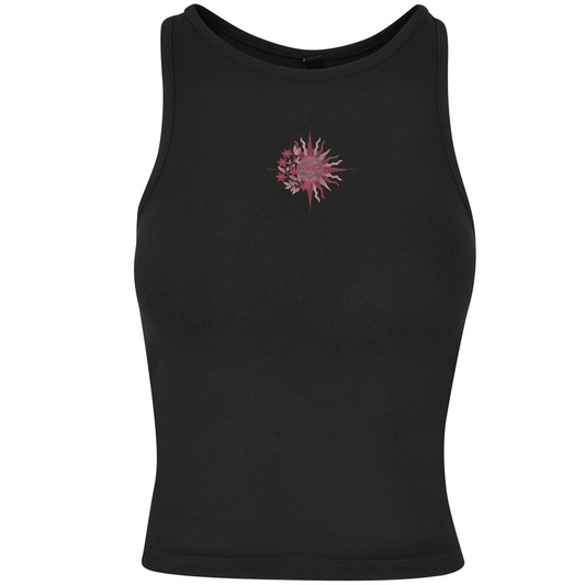 Sun Moon Embroidered Spiritual Racer Back Fitted Vest