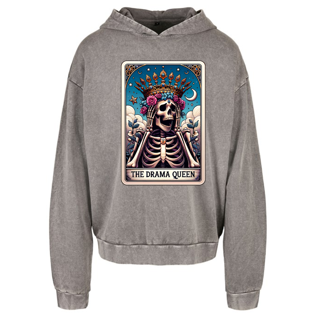 The Drama Queen Tarot Acid Wash Oversized Unisex Hoodie