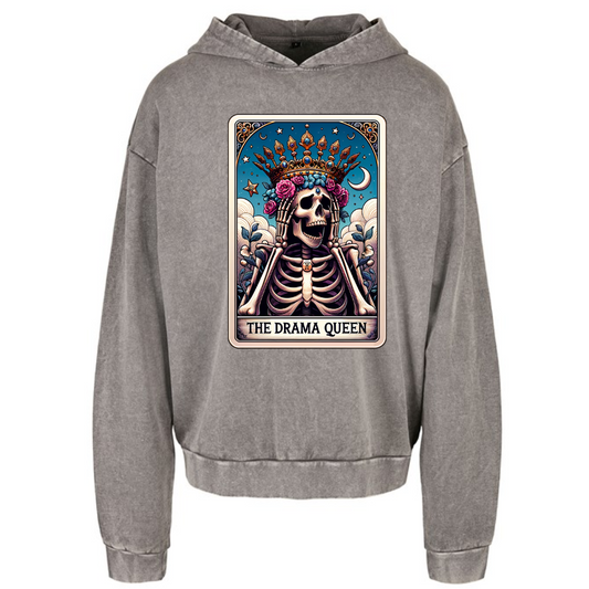 The Drama Queen Tarot Acid Wash Oversized Unisex Hoodie