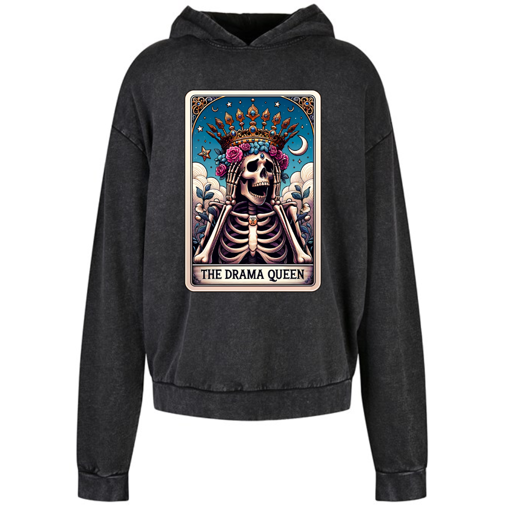 The Drama Queen Tarot Acid Wash Oversized Unisex Hoodie