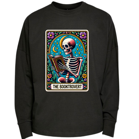 The Booktrovert Tarot Style Book Lover Long Sleeve Premium Oversized T-shirt