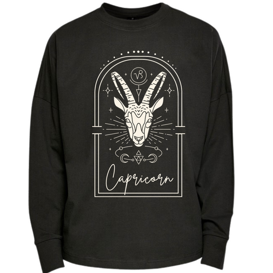 Capricorn Zodiac Long Sleeve Premium Oversized T-shirt