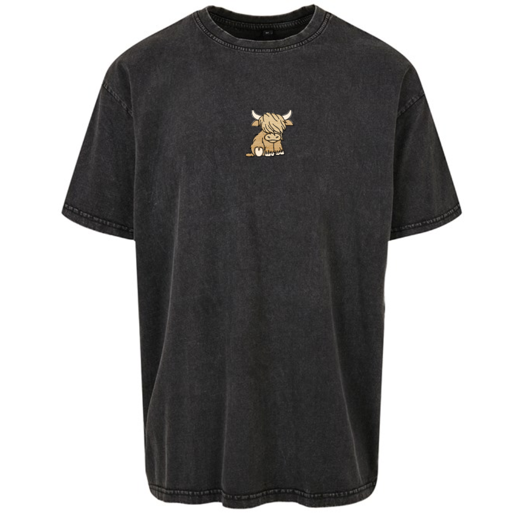 Highland Cow Embroidered Oversized T-shirt