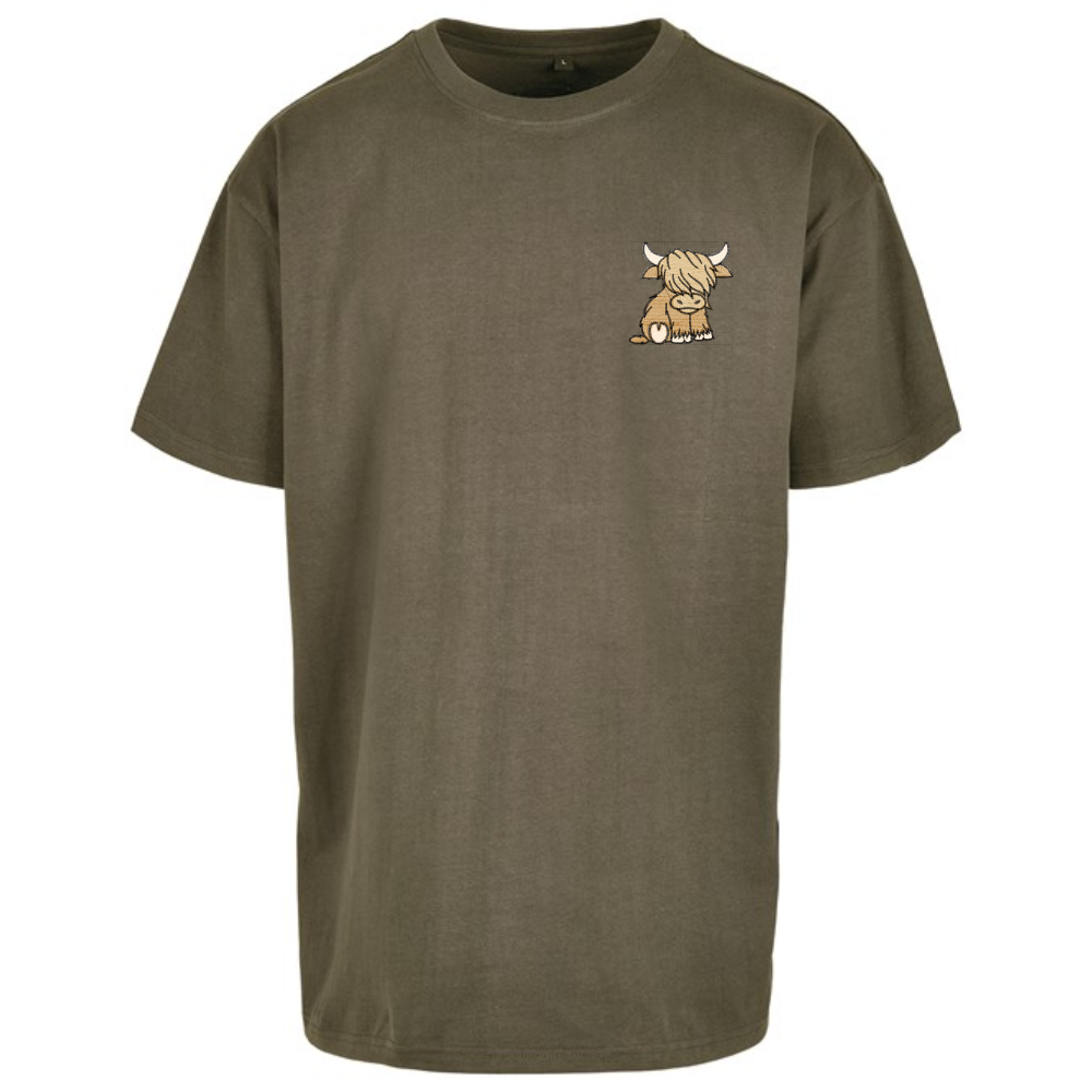 Highland Cow Embroidered Oversized T-shirt