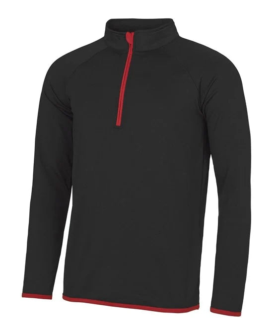 Stretch Just Cool Sports Midlayer Stretch Black red Trim Large