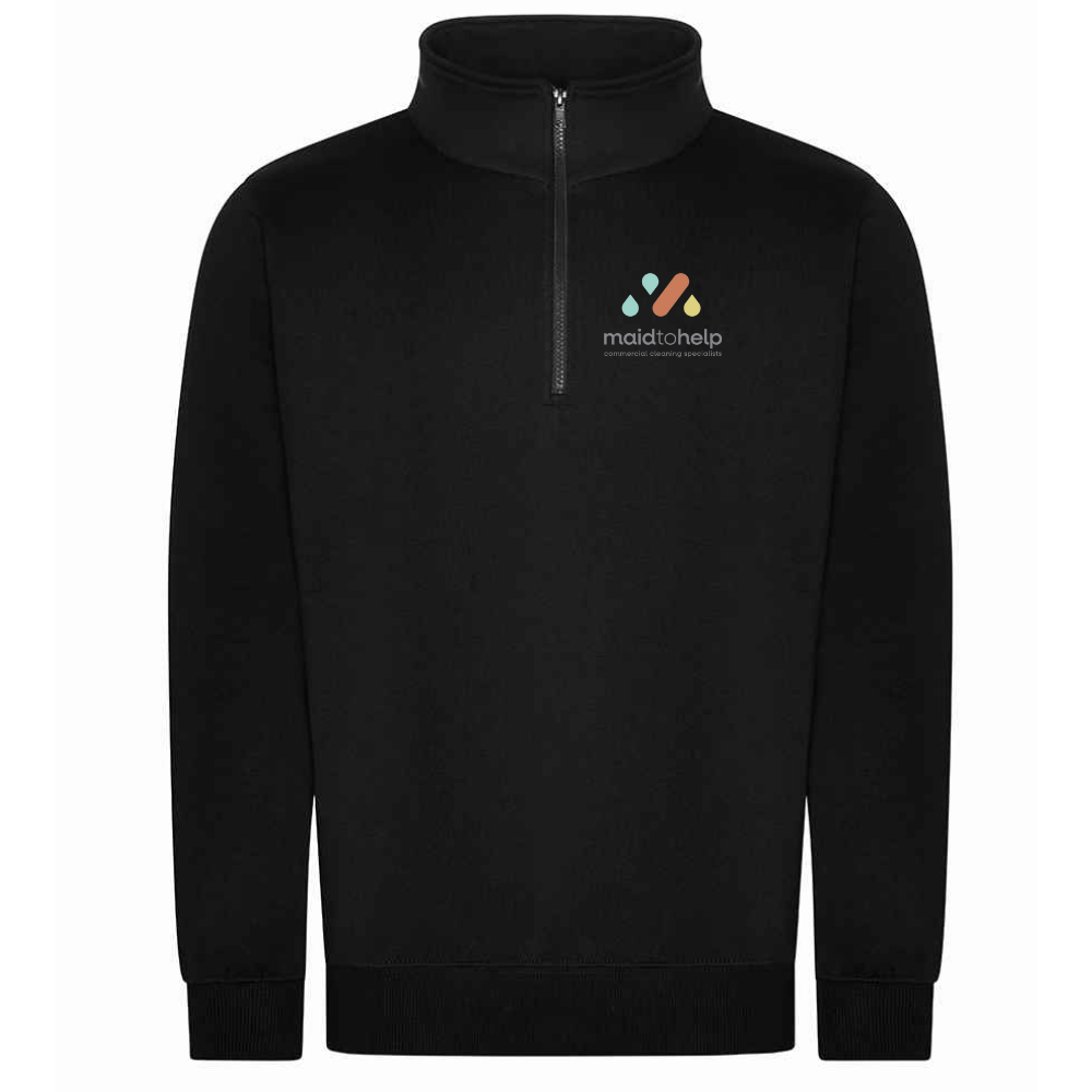 Maid To Help Staff Uniform - Unisex Black Half Zip Sweater