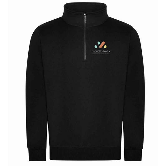Maid To Help Staff Uniform - Unisex Black Half Zip Sweater