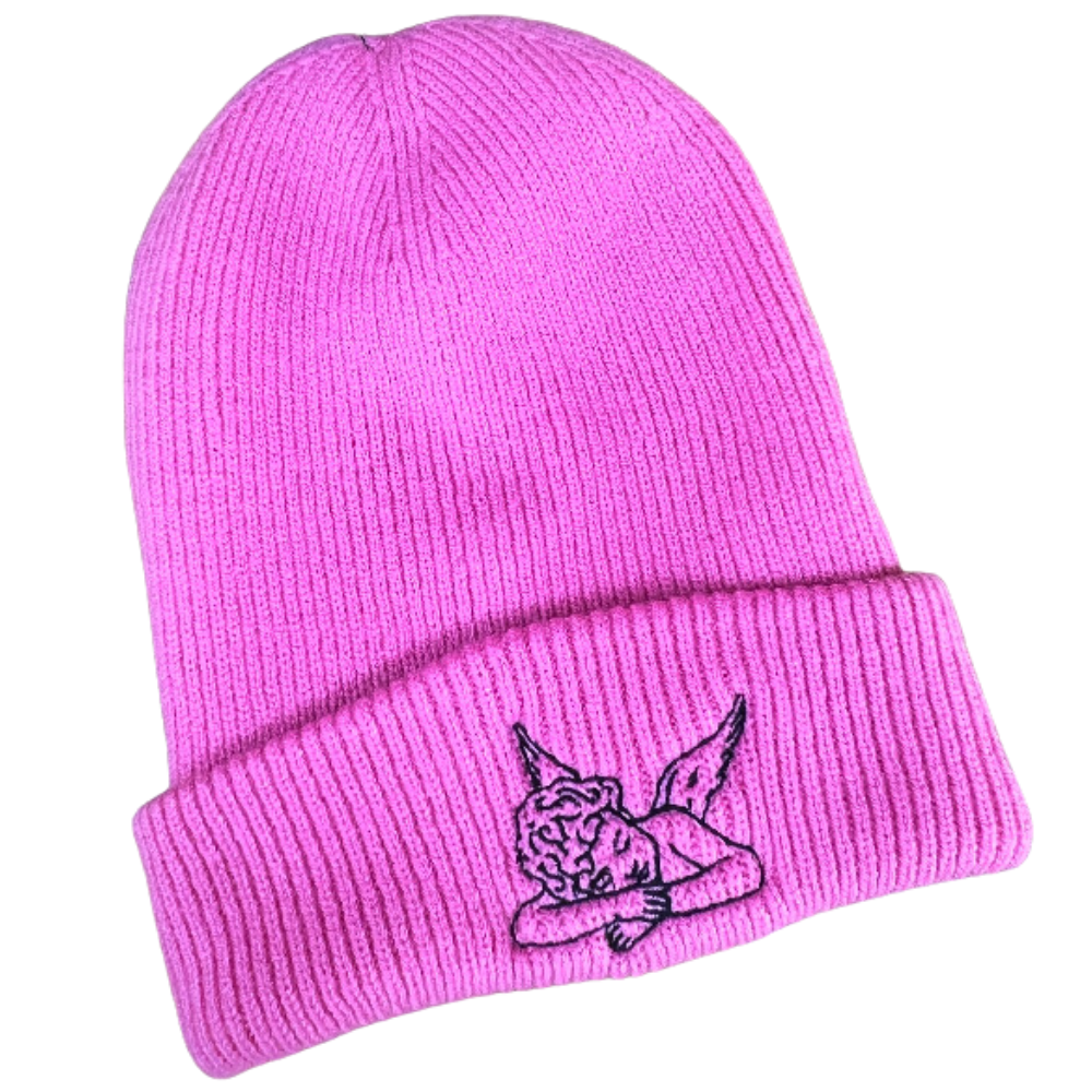 Sleeping Angel Cupid Embroidered Adults Recycled Oversized Beanie