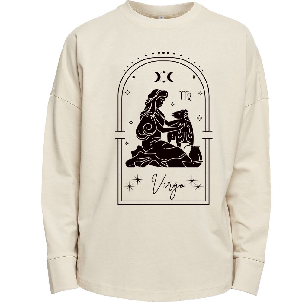Virgo Zodiac Long Sleeve Premium Oversized T-shirt