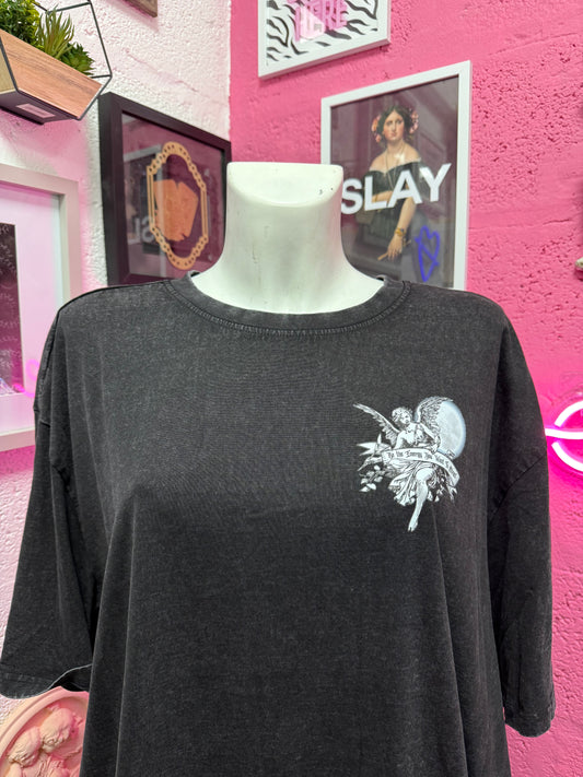 Acid wash black be the Energy angel Oversized T-shirt SALE Ready to Ship