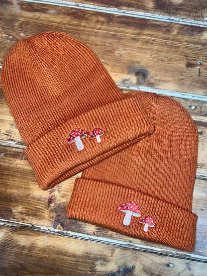 Mushroom Spiritual Super Soft Embroidered Adults Recycled Oversized Beanie