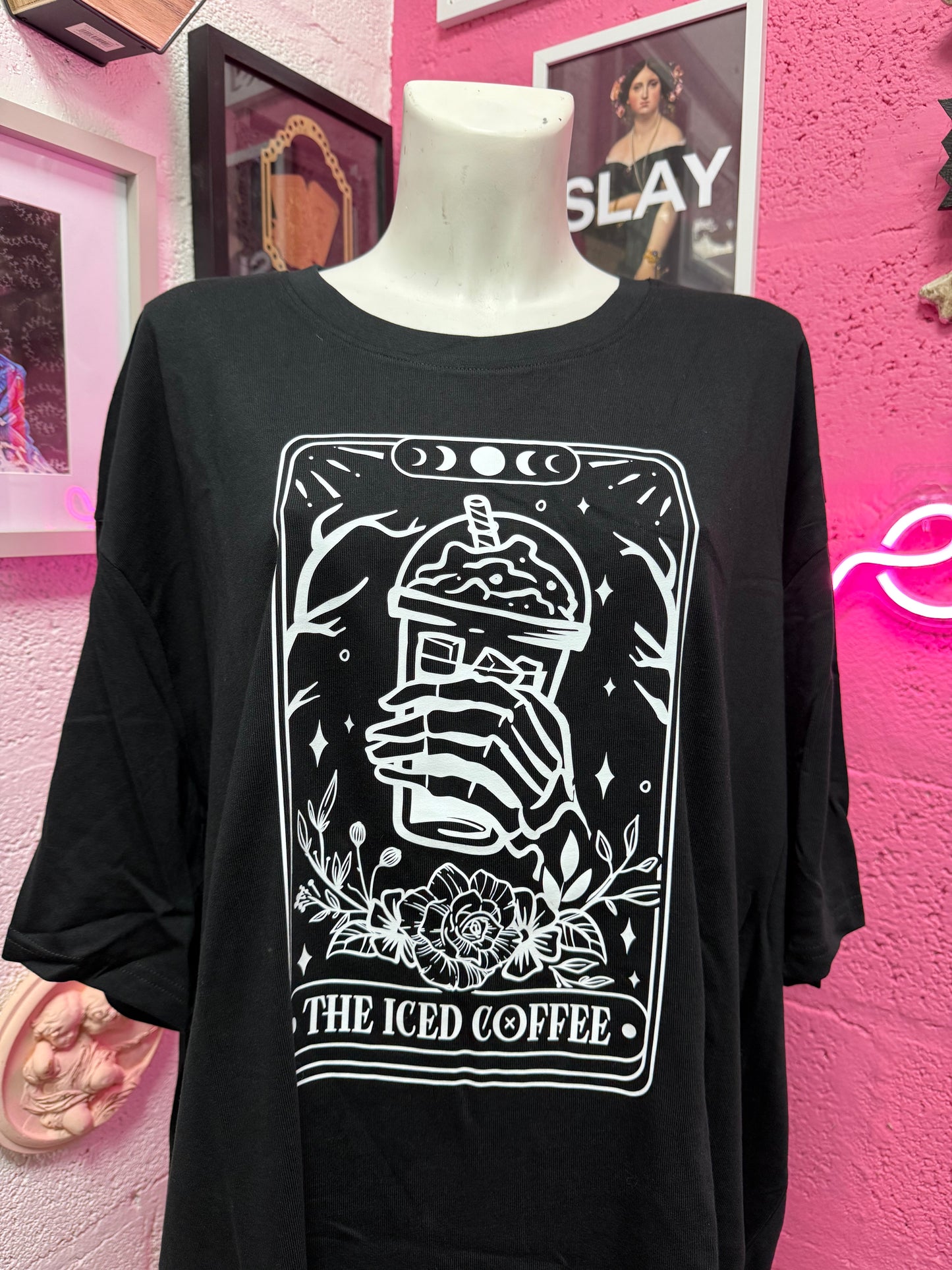 Iced Coffee Tarot Black Oversized T-shirt SALE Ready to Ship