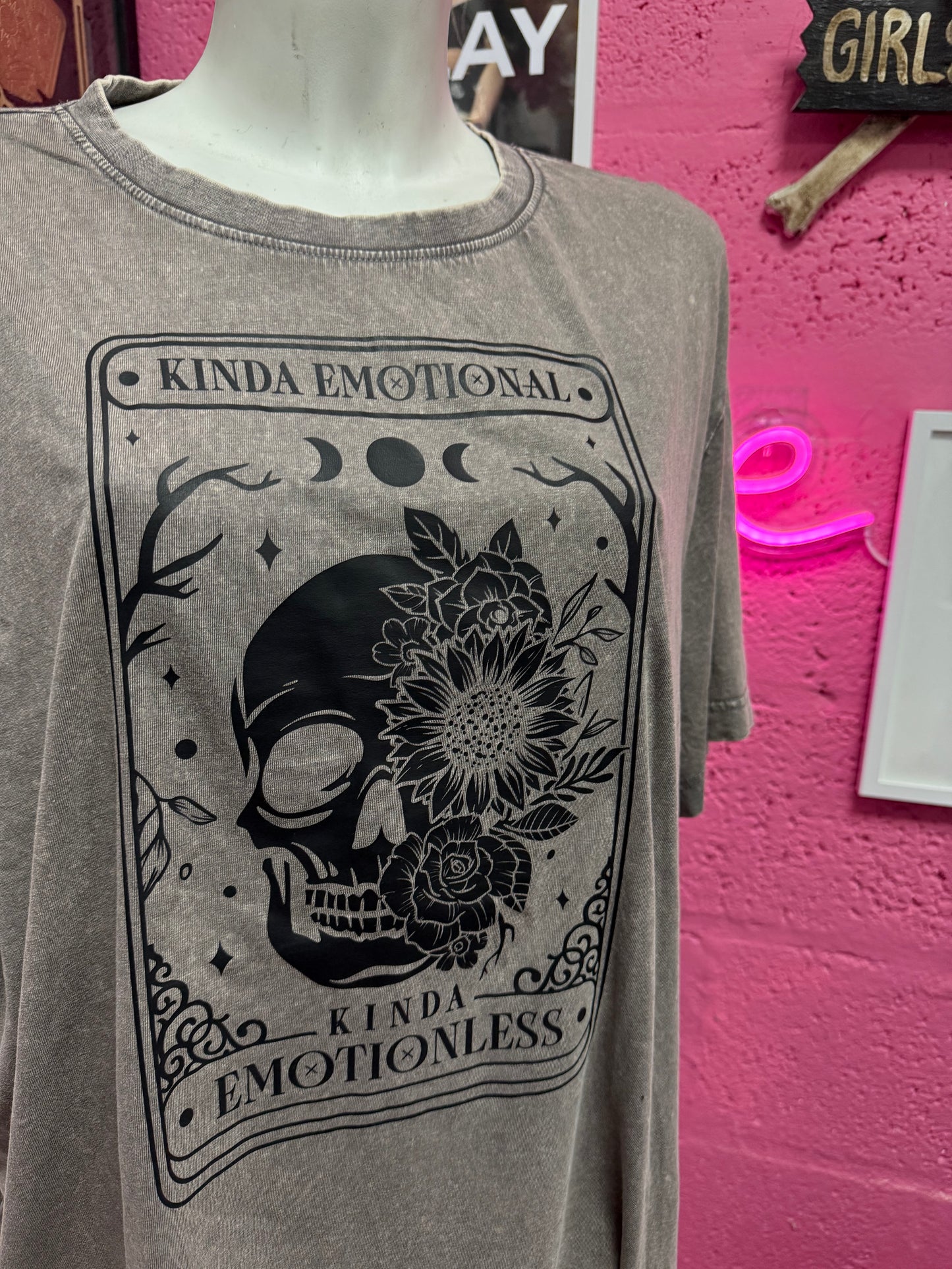 Acid Wash Grey Kinda Emotional Tarot Oversized T-shirt SALE Ready to Ship