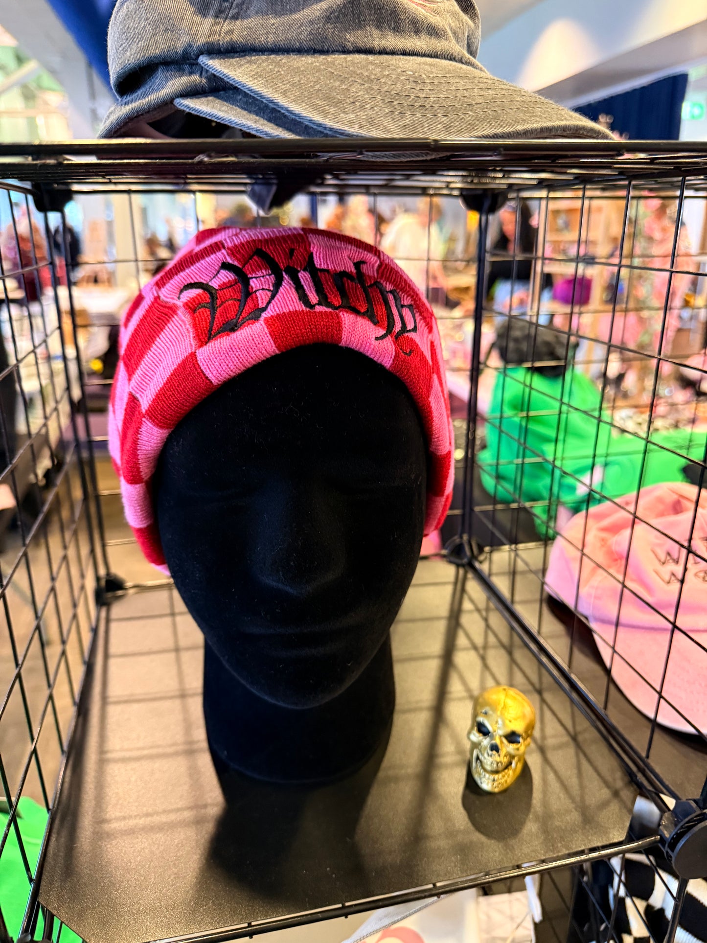 Gothic Checkerboard Embroidered Beanie