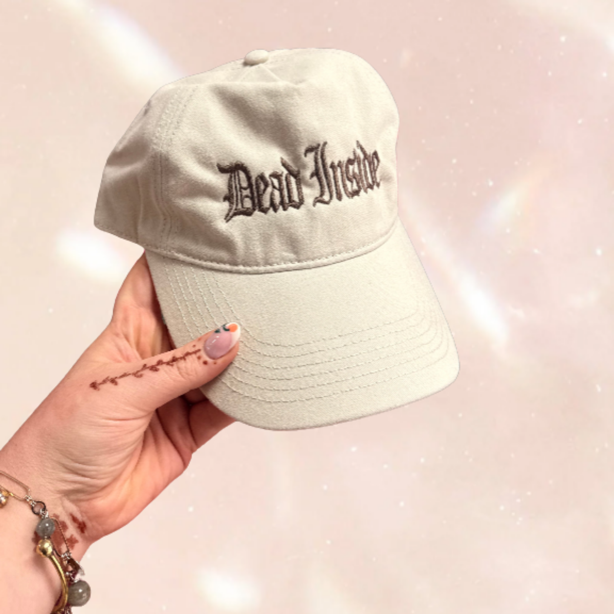 Dead Inside Gothic Text Embroidered Cap