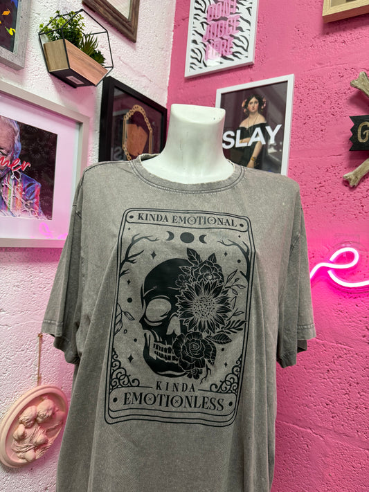 Acid Wash Grey Kinda Emotional Tarot Oversized T-shirt SALE Ready to Ship