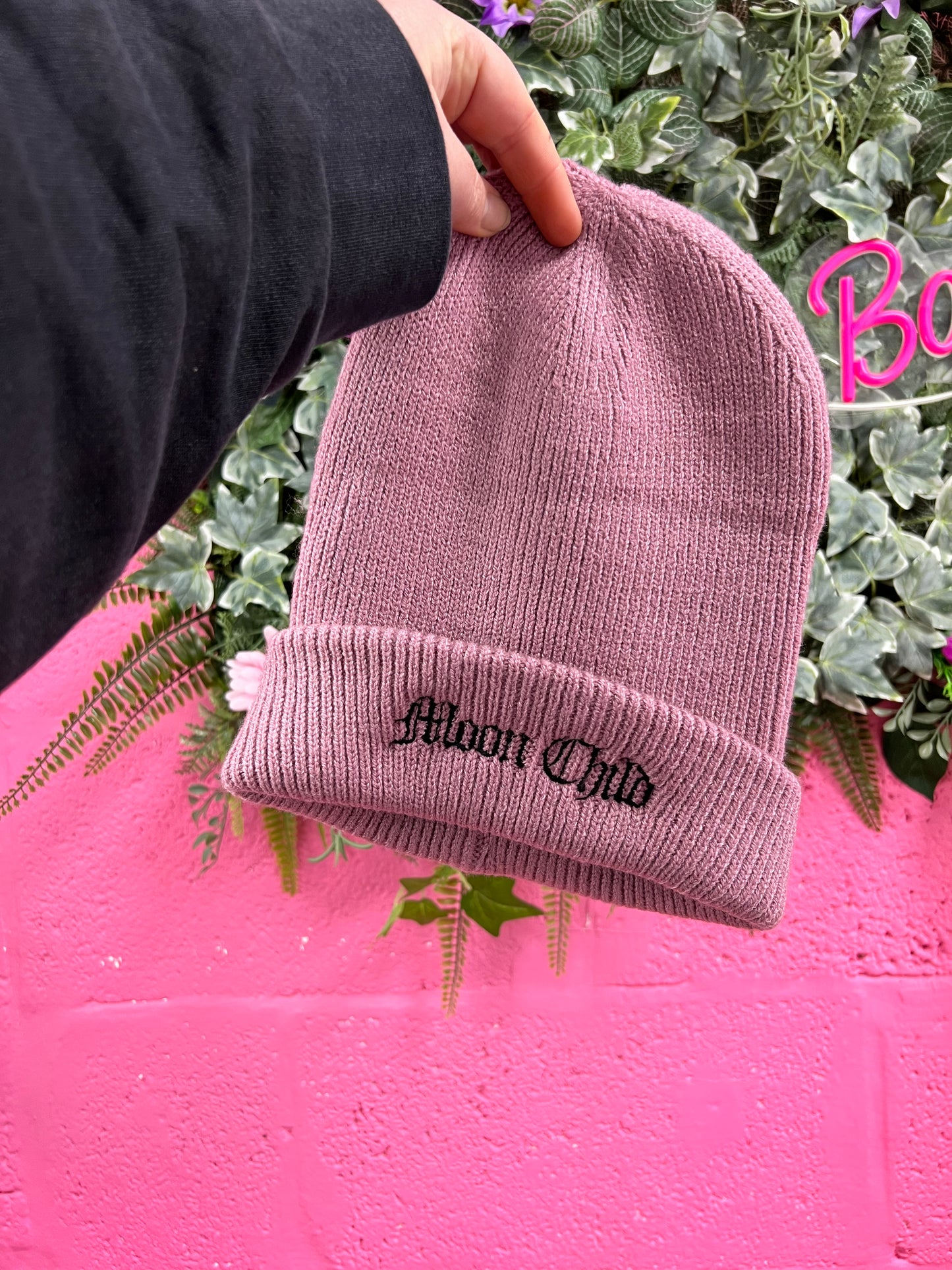 Moon Child Embroidered Adults Recycled Oversized Beanie