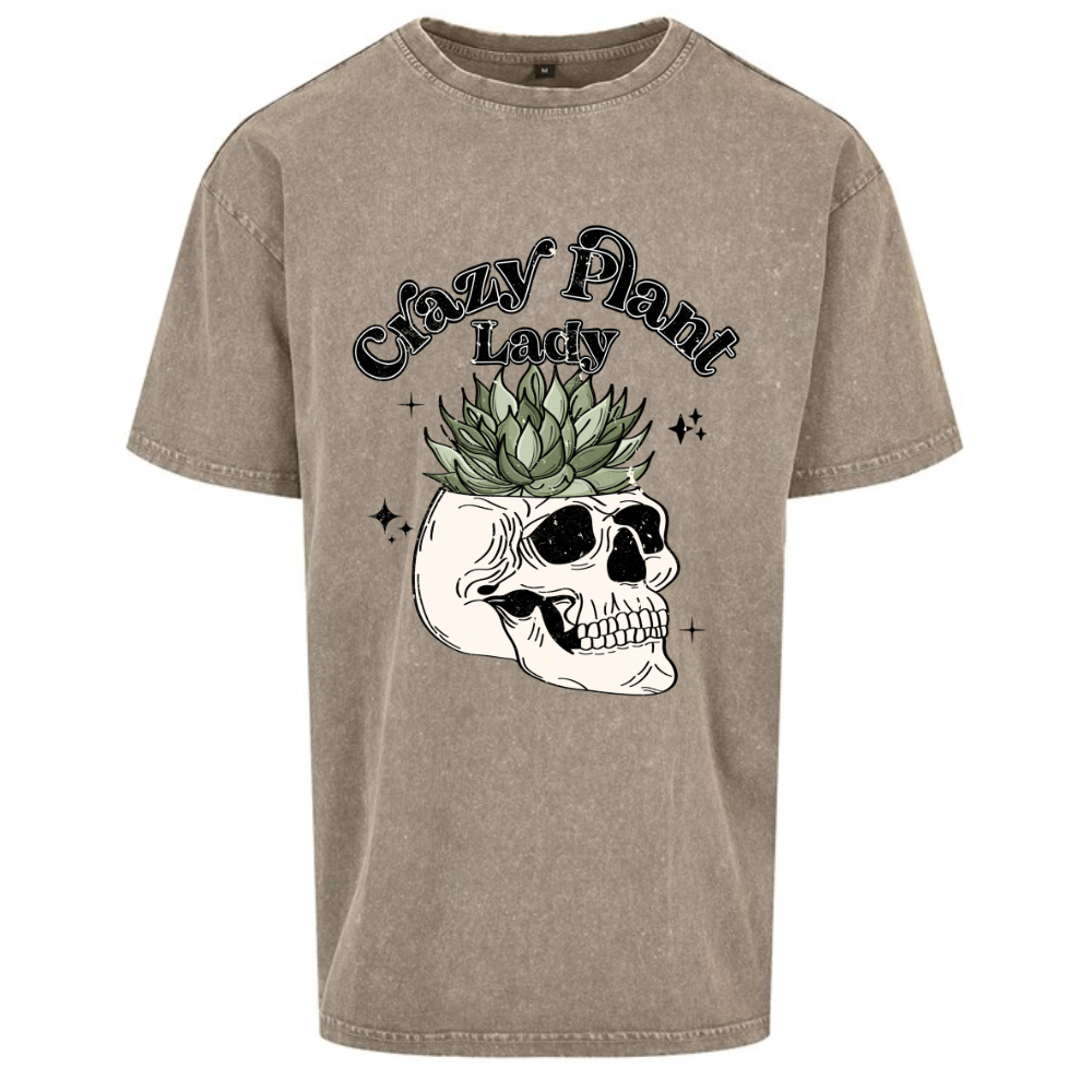 Crazy Plant Lady Skull Planter Oversized T-shirt
