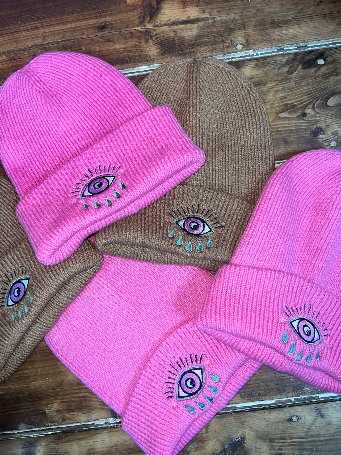 Evil Eye Super Soft Embroidered Adults Recycled Oversized Beanie