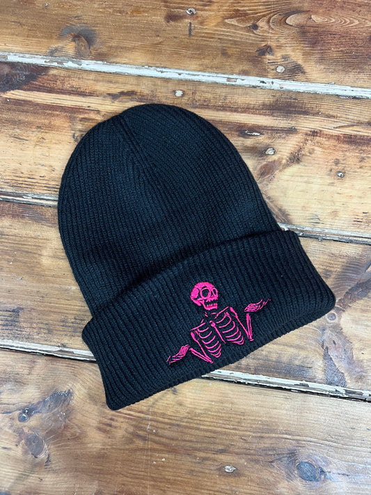 Skeleton Embroidered Adults Recycled Oversized Beanie