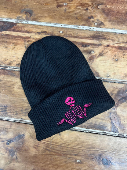 Skeleton Embroidered Adults Recycled Oversized Beanie