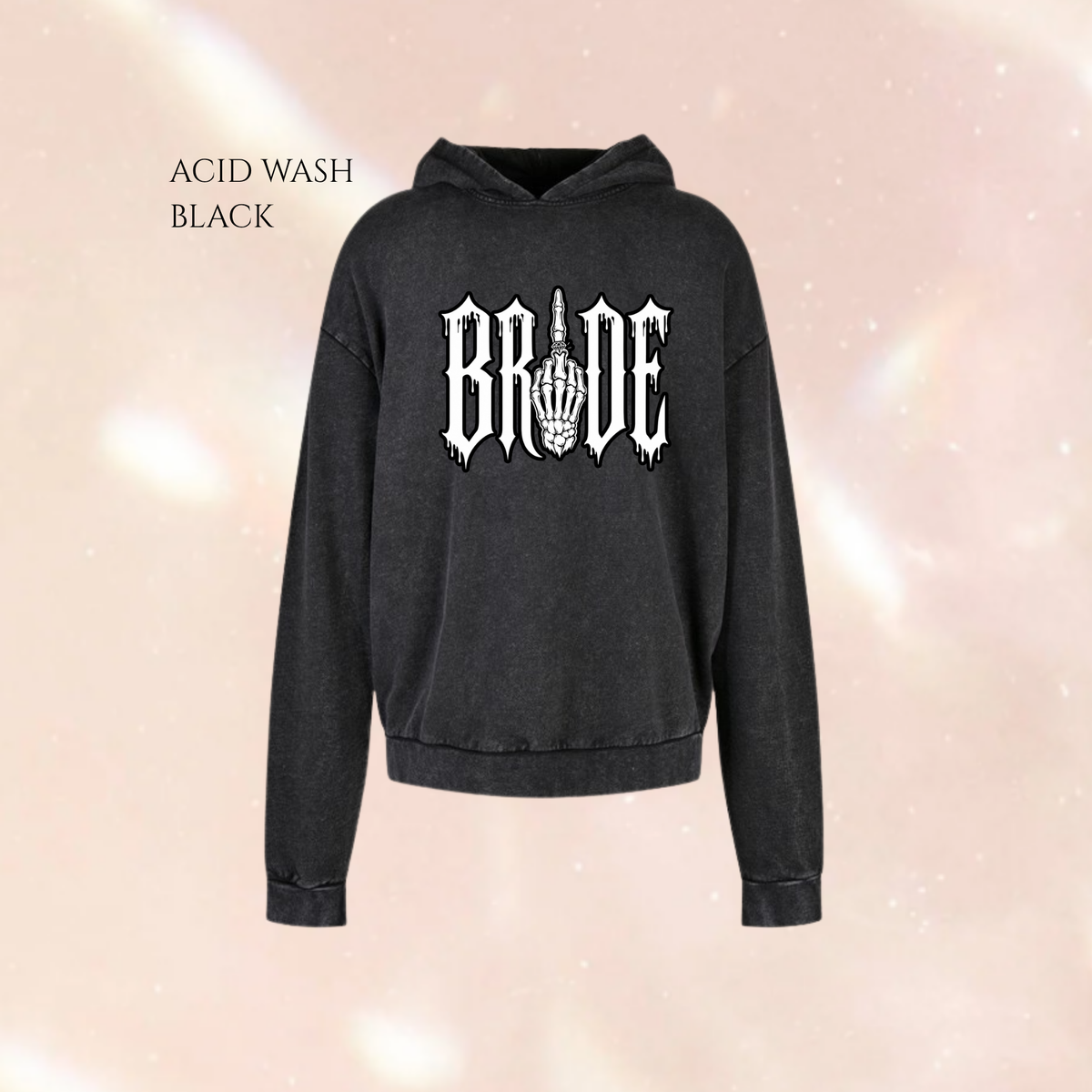 Alternative Bride Printed Acid Wash Oversized Unisex Hoodie