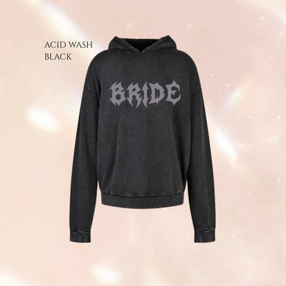 BRIDE | GROOM Alternative Text Acid Wash Oversized Unisex Hoodie