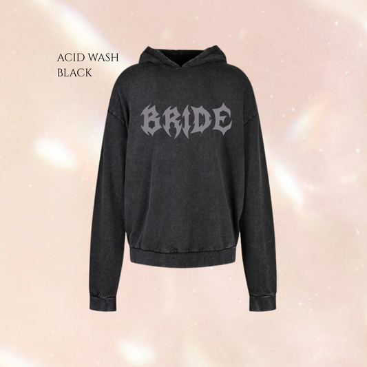 BRIDE | GROOM Alternative Text Acid Wash Oversized Unisex Hoodie