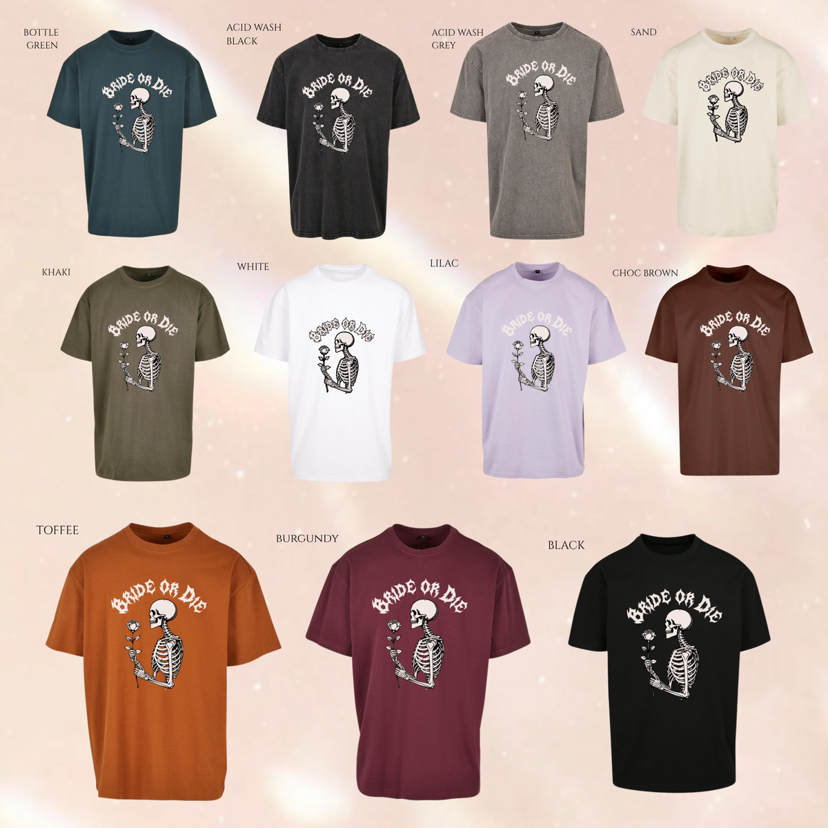 Bride or Die Skull Alternative Text Oversized Short Sleeve T-shirt