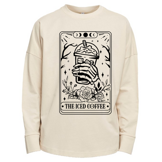The Iced Coffee Skull Tarot Premium Oversized Long Sleeve T-shirt