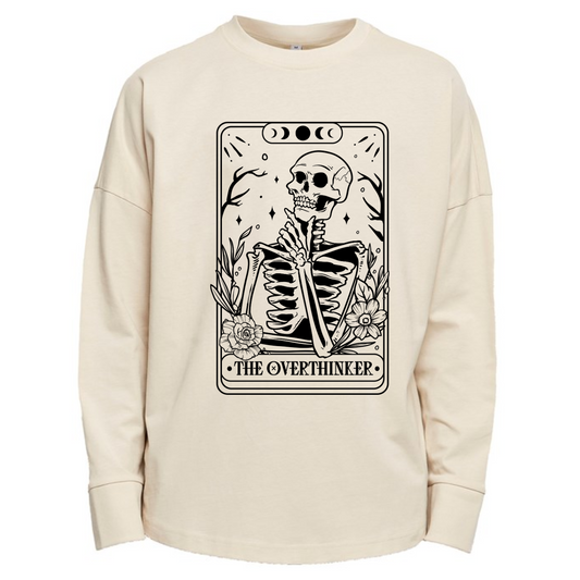 The Overthinker Skull Tarot Premium Oversized Long Sleeve T-shirt