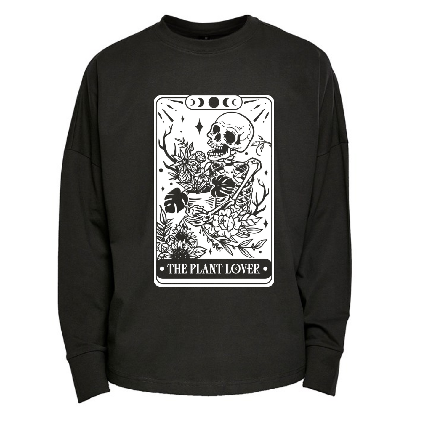 The Plant Lover Skull Tarot Premium Oversized Long Sleeve T-shirt