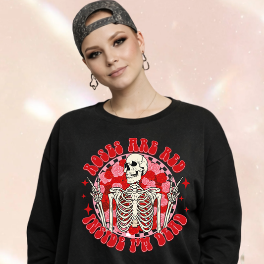 Roses are Red Inside Im Dead Alternative Valentines Premium Oversized Long Sleeve T-shirt