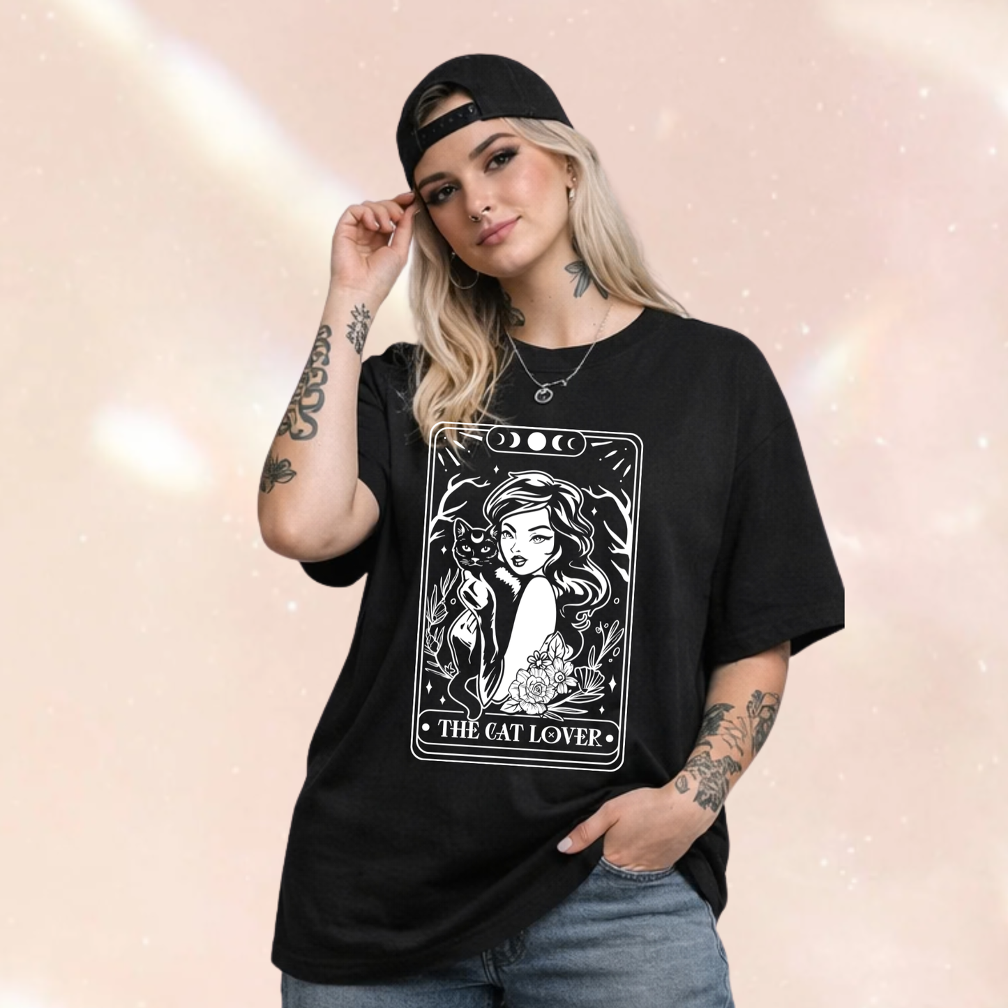 The Cat Lover Tarot Witch Premium Oversized Short Sleeve T-shirt