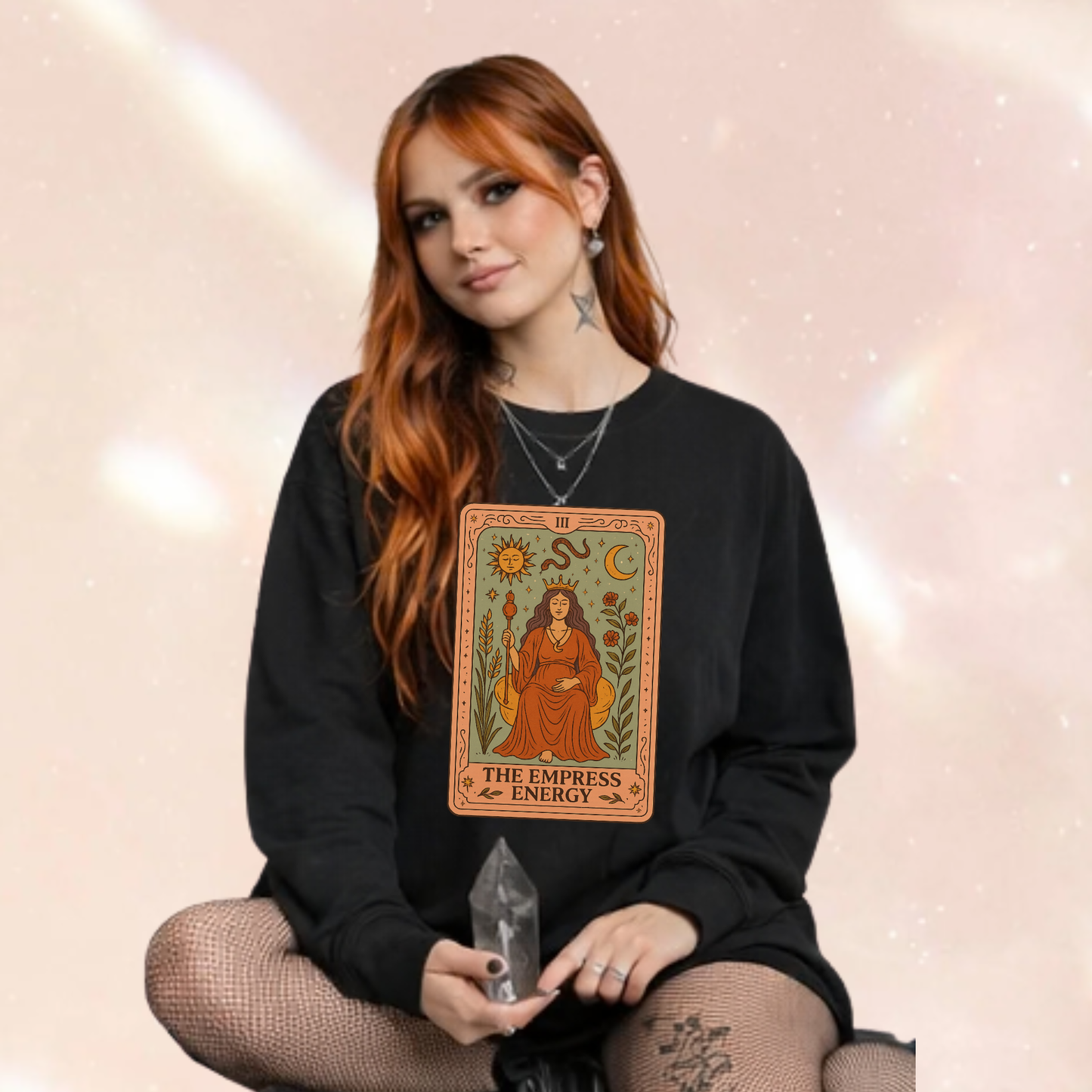 Empress Energy Tarot Premium Oversized Long Sleeve Black T-shirt