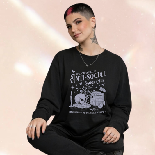 Anti-Social Book Club Premium Oversized Long Sleeve Black T-shirt