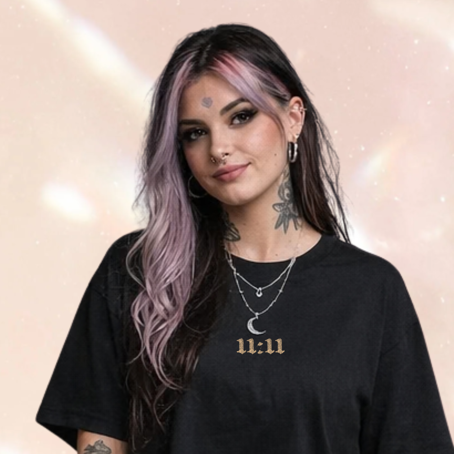 11:11 Angel Number Spiritual Embroidered Oversized Short Sleeve T-shirt